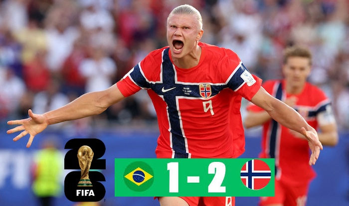 Norway shock five-time champions Brazil 2-1 as Erling Haaland’s late double secured a first-ever Wor...