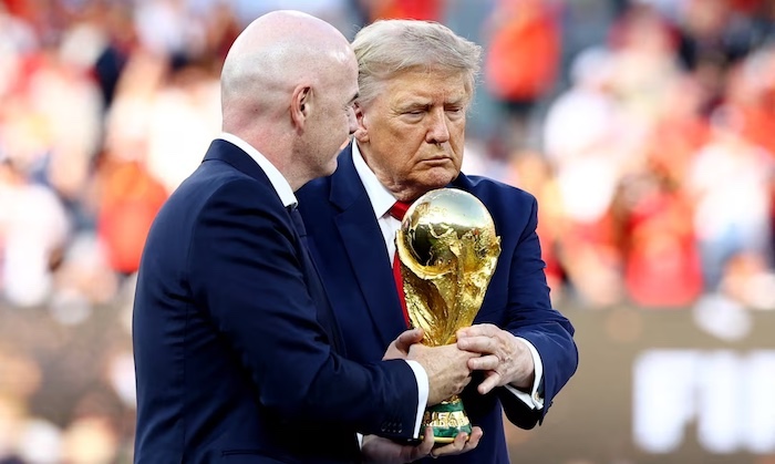 Donald Trump and Gianni Infantino were booed before presenting medals as World Cup red-card controve...