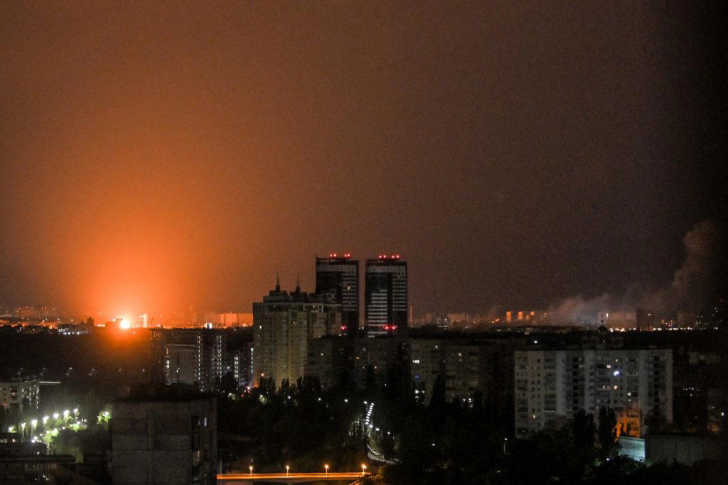 Russia fired missiles and drones into apartment buildings in Kyiv for the second time in a week on M...