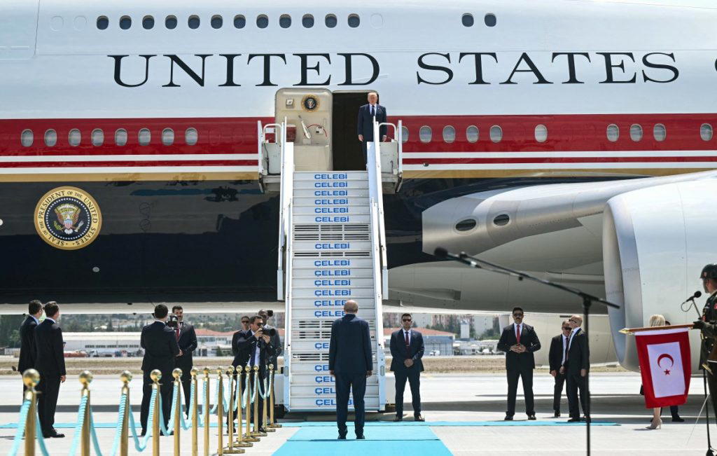 US President Donald Trump landed in Ankara on Tuesday for a NATO summit where leaders are hoping to...