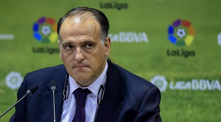The president of the Spanish football league, Javier Tebas, accused FIFA of acting “irresponsibly” f...