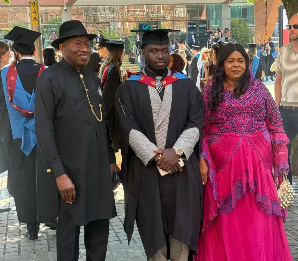 Ariwera Jonathan, son of ex-President Goodluck Jonathan, has graduated from Manchester Metropolitan...