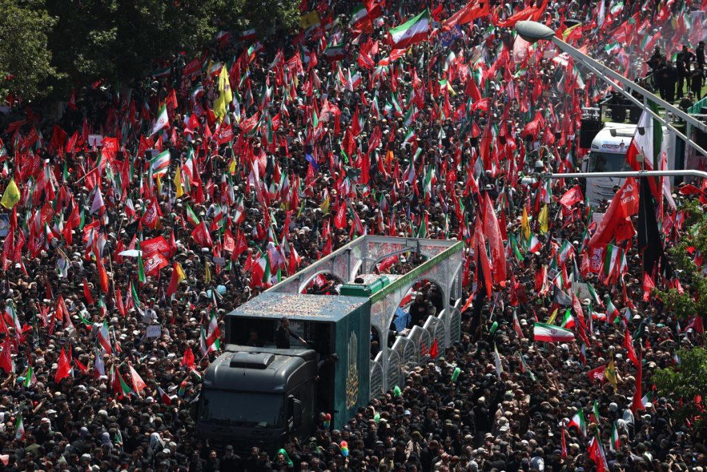 The funeral procession for Iran’s late supreme leader Ali Khamenei began in Tehran on Monday, state...