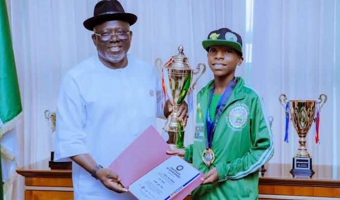 Oborevwori awards N20 million to Delta student after winning the World Spelling Bee Championship in...