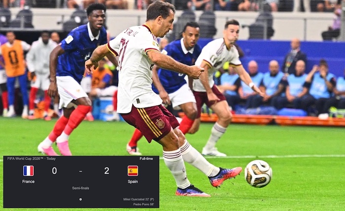 Spain outclasses France 2-0, with goals from Oyarzabal and Porro secured a place in the World Cup fi...