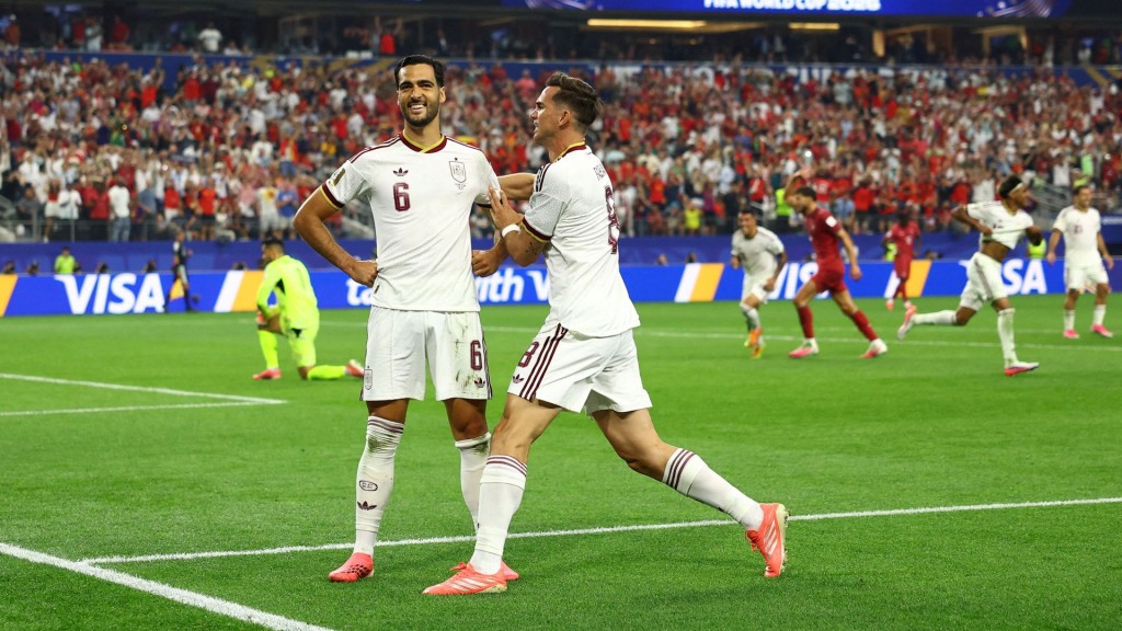 Substitute Mikel Merino scores a 91st-minute winner as Spain defeats Portugal 1-0 to reach the World...