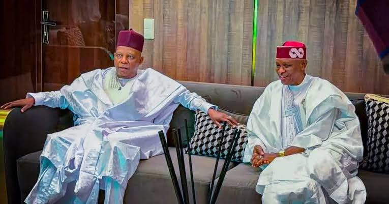 Kano Governor Abba Yusuf congratulates Vice President Kashim Shettima on emerging as President Tinub...