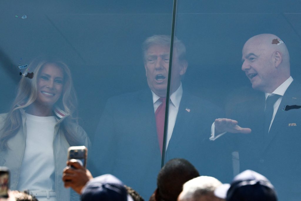 US President Donald Trump arrived on Sunday for the World Cup final at the MetLife Stadium near New...