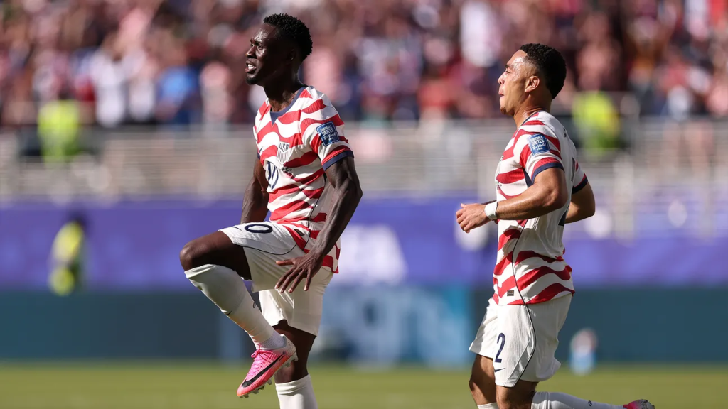 Basketball superstar LeBron James congratulated Folarin Balogun on scoring for the United States in...