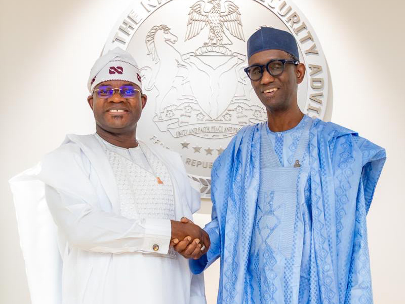 Yahaya Bello praises President Tinubu’s security efforts after meeting NSA Nuhu Ribadu, citing impro...