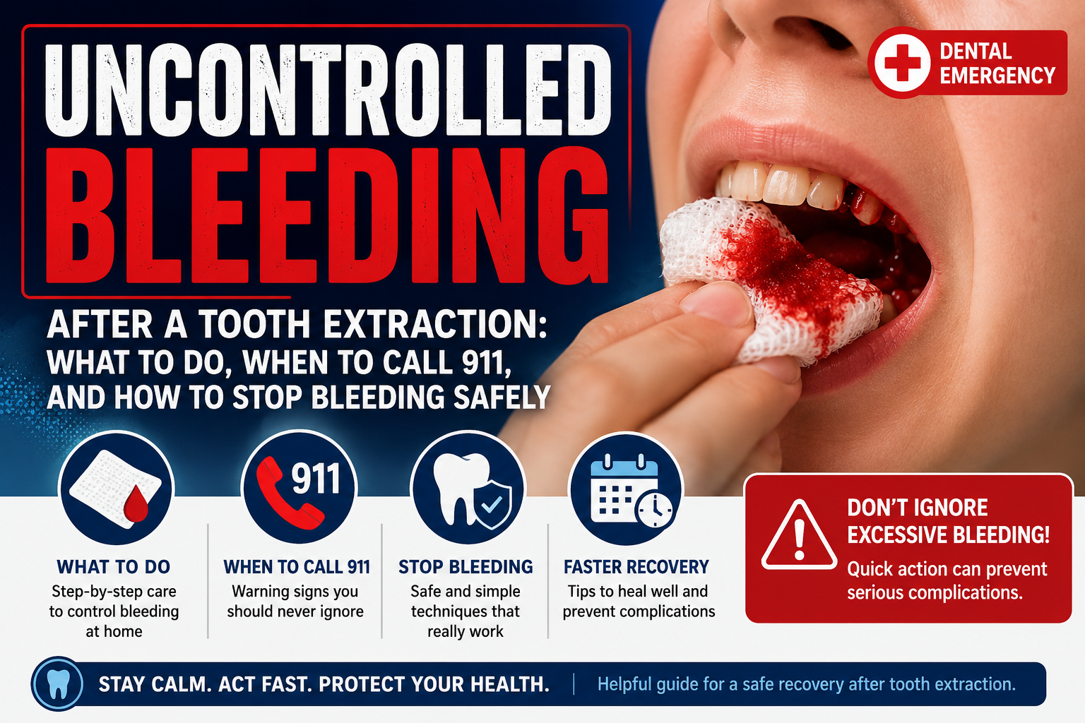 Language : EnglishTopics: Uncontrolled Bleeding After ExtractionHaving a tooth removed is one of the...
