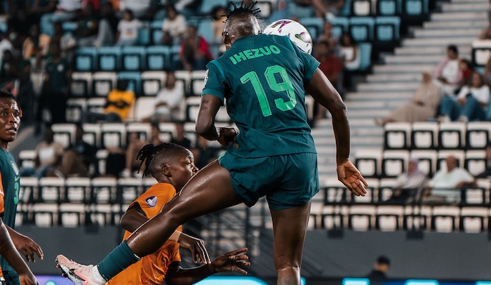 Asisat Oshoala's early strike inspired Nigeria to a resilient victory over Zambia despite playing mo...