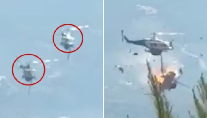 A Danish pilot and Greek fire official died after two firefighting helicopters collided during wildf...
