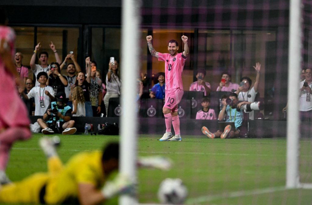 Lionel Messi scored twice on Wednesday to become the Leagues Cup’s record goalscorer as Inter Miami...