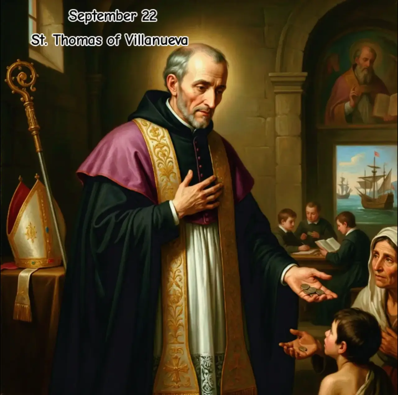 St. Thomas of Villanueva, a distinguished Augustinian bishop, was born in Fuentellana, Castile, Spai...