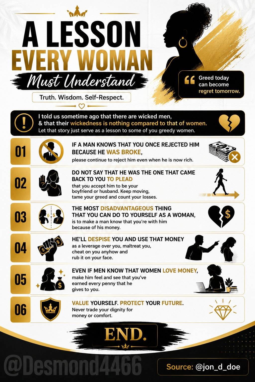 Golden advise to the ladies