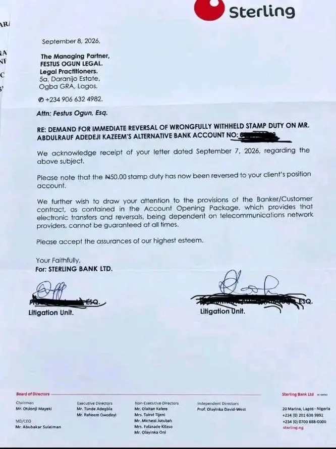 He made a transfer of ₦25,000 from his Sterling Bank account, but there was a problem and the transa...