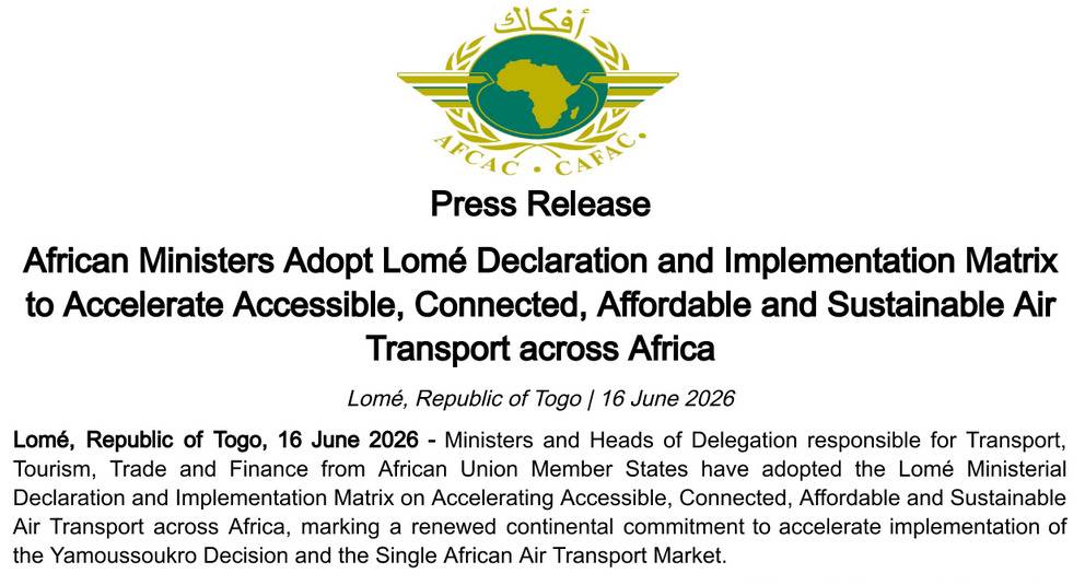 The Lomé declaration will enable the development and ease of air transportation across Africa.