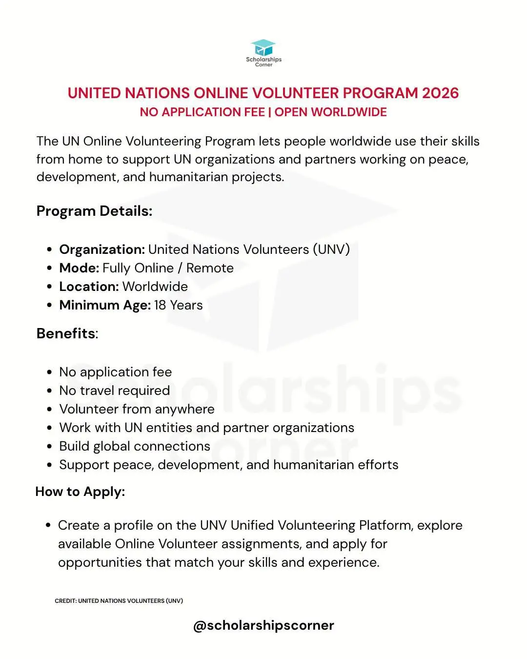 United Nations Online Volunteer Program 2026 (Open Worldwide) ๐
The UN Online Volunteer Program 20...