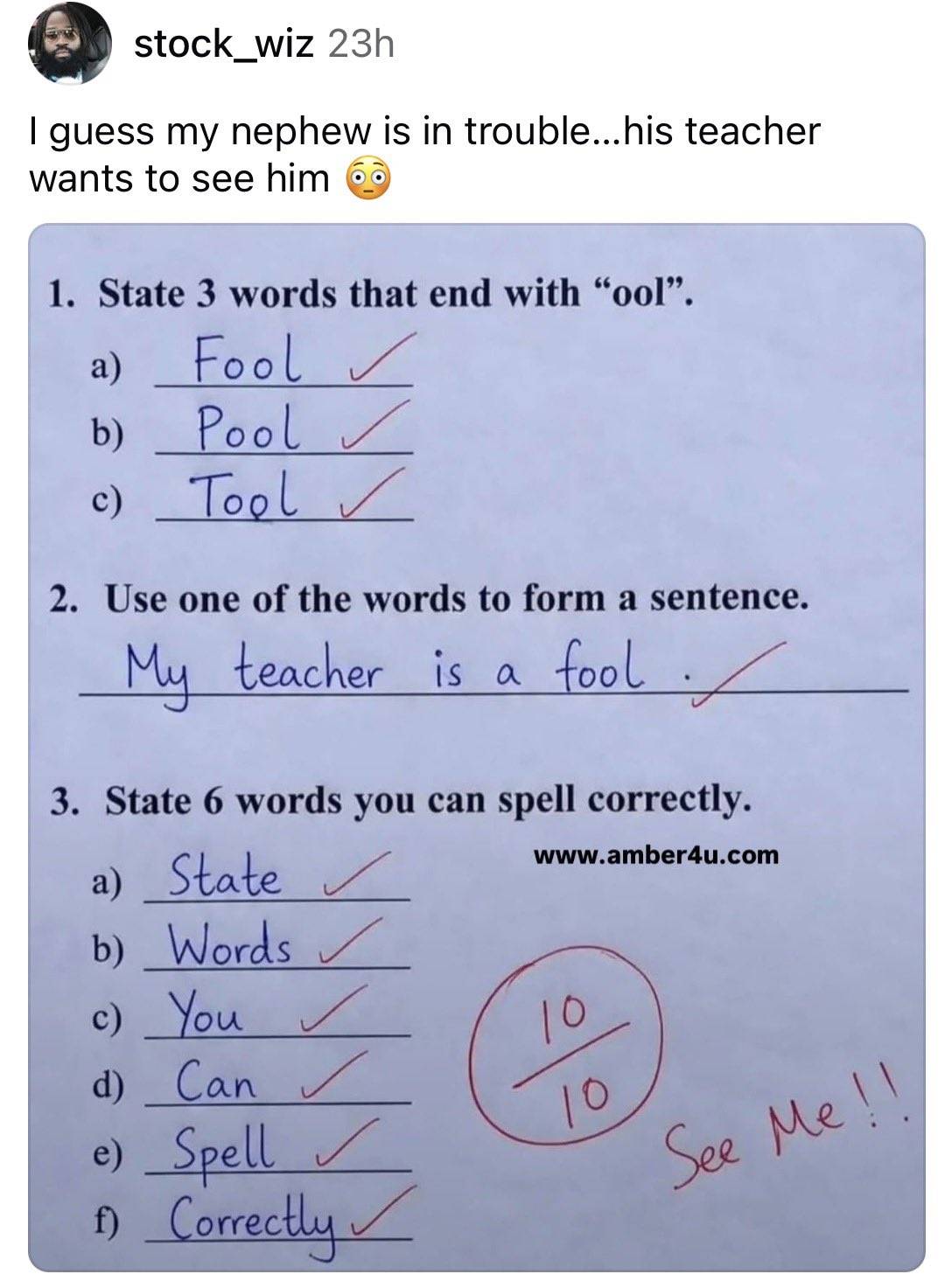 Please tell the student not to see the teacher oo. Infact he should vacate the school immediately ๐...