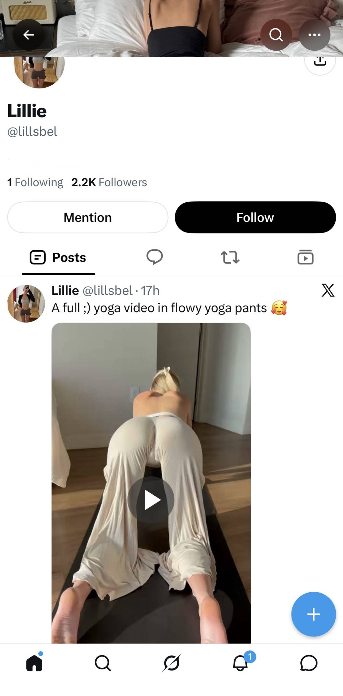 She followed just one person and posted just one video on Twitter and boom she move from 5 followers...