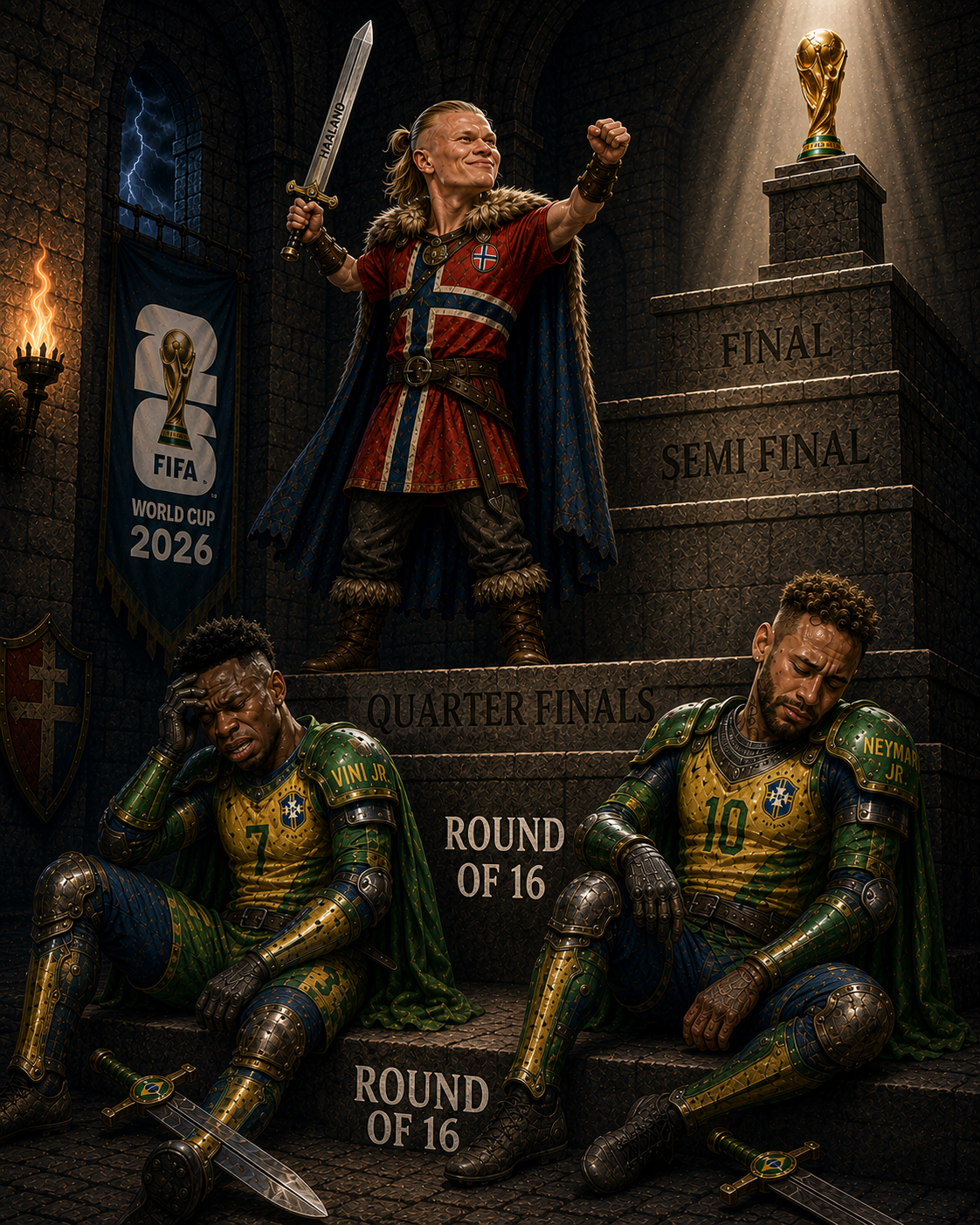 Norwegian Vikings have conquered Brazil. Erlin Halaand struck twice to sink the much feared Brazili...