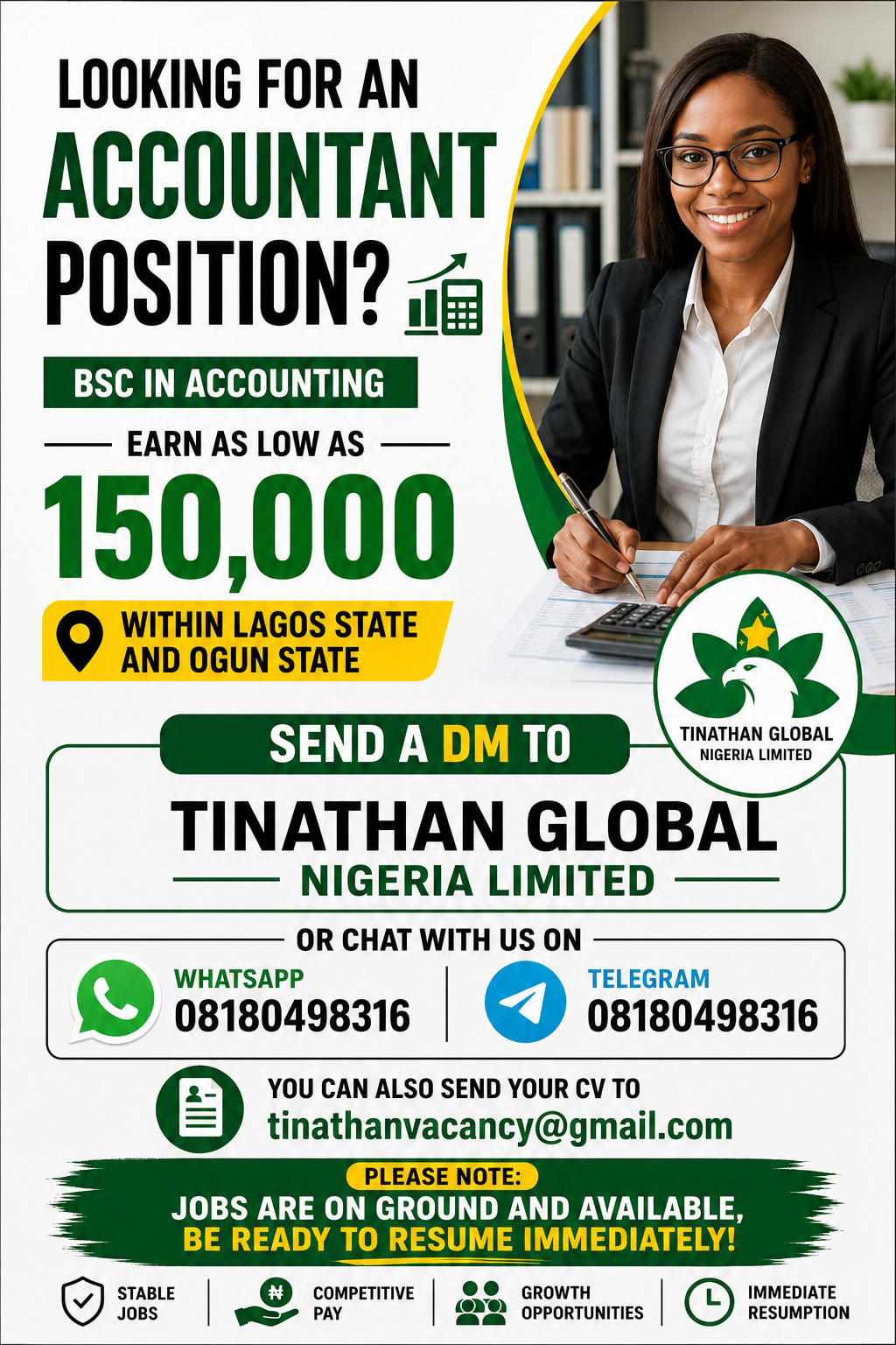 Tinathan Global Nigeria Limited on Facebook.
They are massively employing in Berger, Ajao Estate, ik...