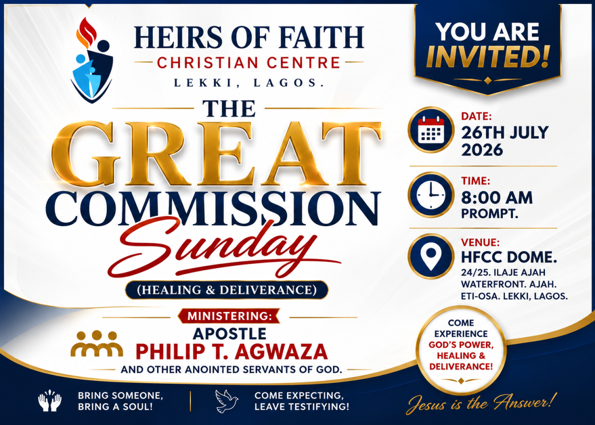 Welcome to the Great Commission Sunday (Healing and Deliverance)