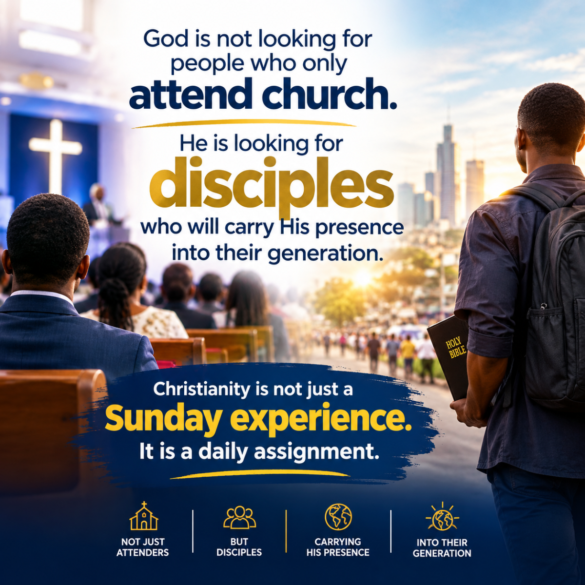 God is not looking for people who only attend church.
He is looking for disciples who will carry Hi...