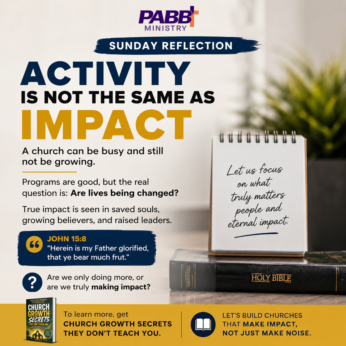 Activity is not the same as impact.
Let’s build lives, not just programs.
#SundayReflection #ChurchG...