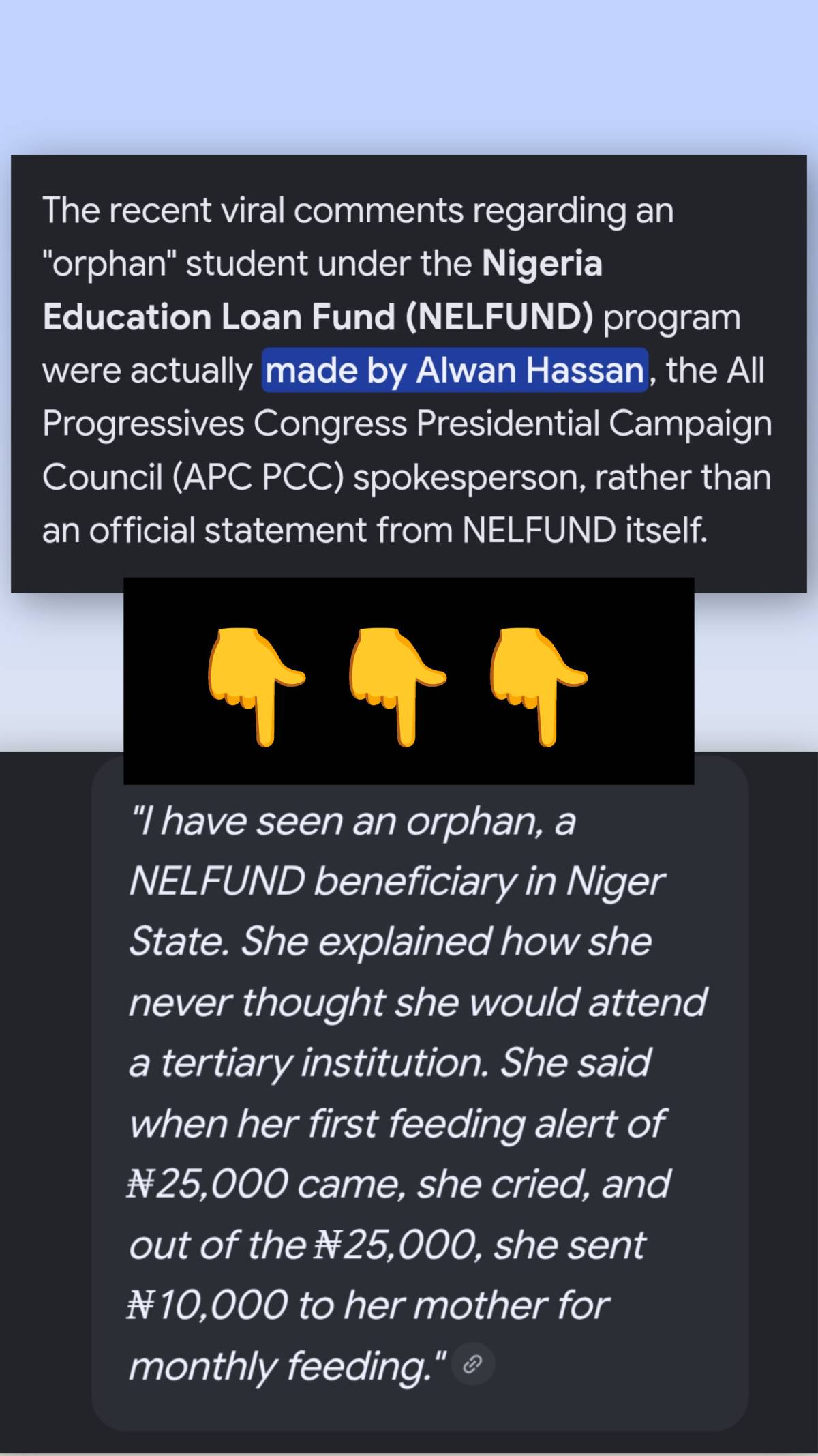 If you have Dictionary or Google help me check meaning of ORPHAN.
Naija politicans can say anything...