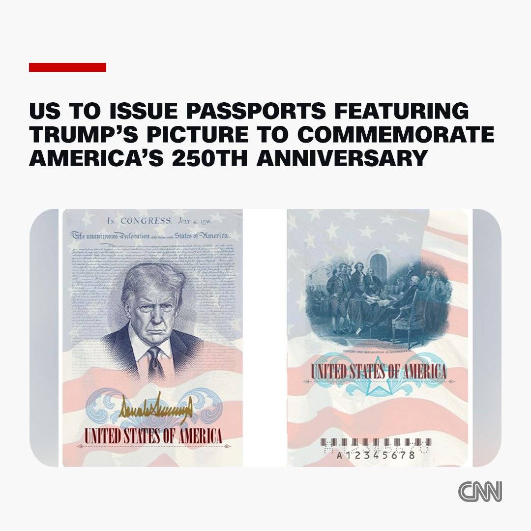 The US will soon begin issuing passports featuring an image of President Donald Trump inside, a Stat...