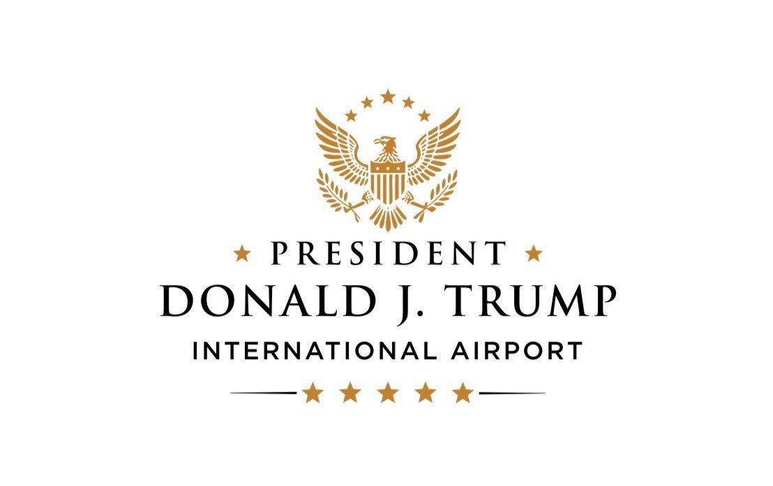 Eric Trump officially unveils the new logo for the Donald J. Trump International Airport in Palm Bea...