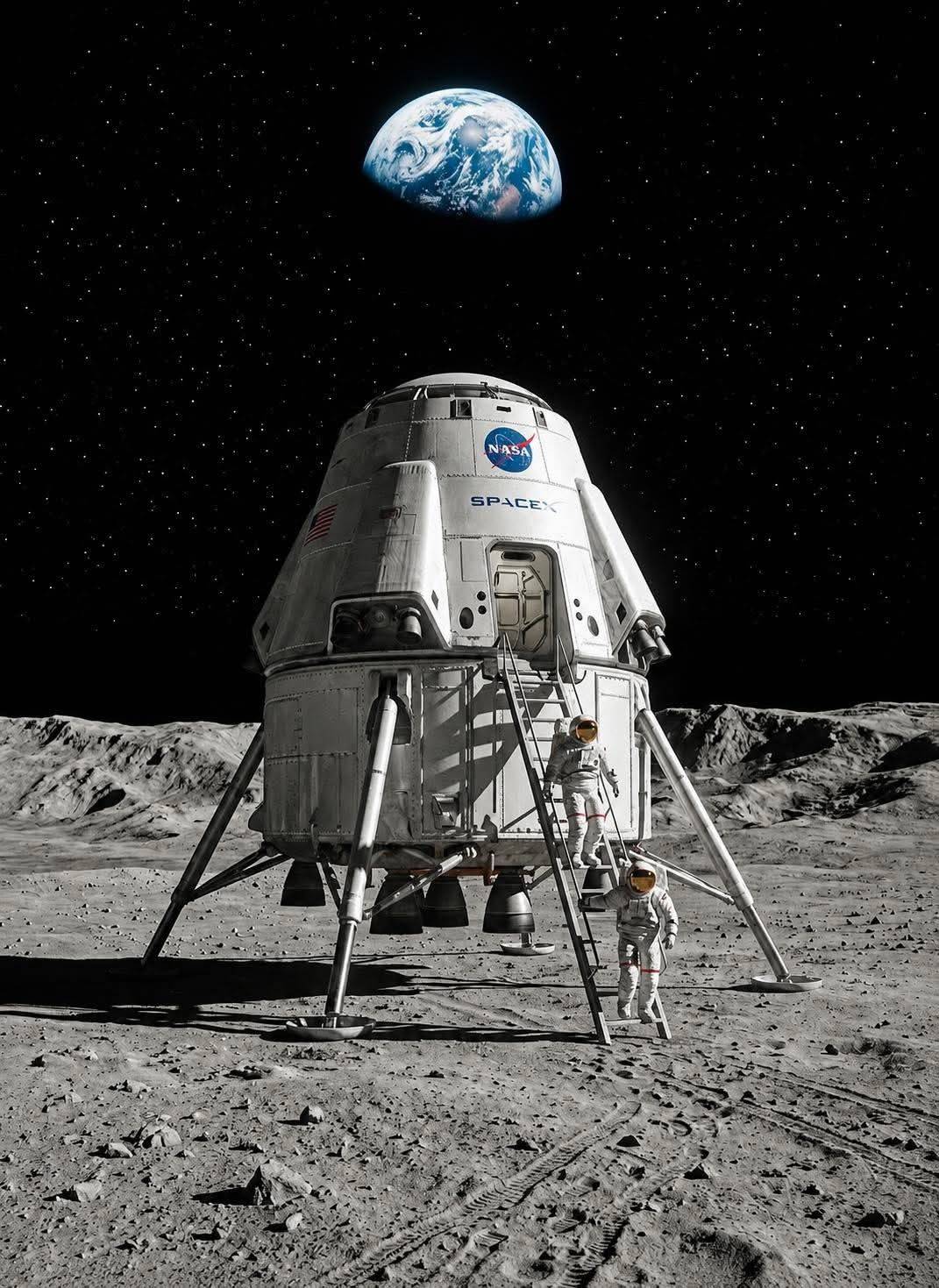 🚀 Humanity’s next giant leap begins here.
Standing silently on the lunar surface, this futuristic S...