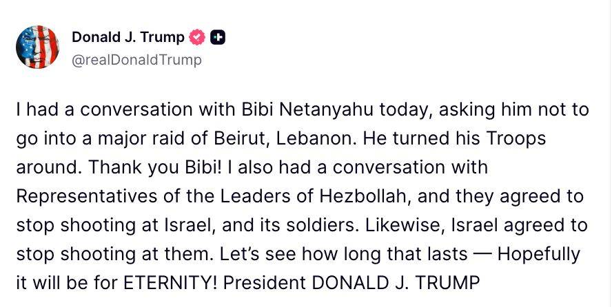 JUST IN: President Trump says he spoke with Israeli Prime Minister Benjamin Netanyahu and persuaded...