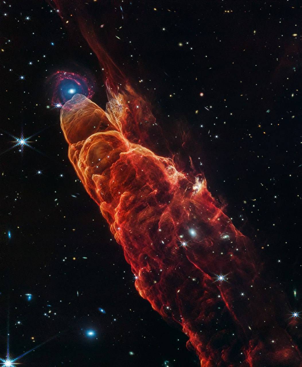A "cosmic tornado"
by James Webb πͺ
Such structures form when streams of material ejected by formin...