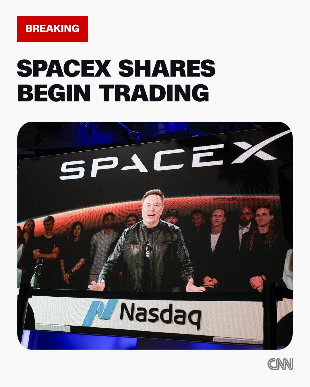 SpaceX is now trading on the Nasdaq exchange at a share price that cements founder Elon Musk as the...