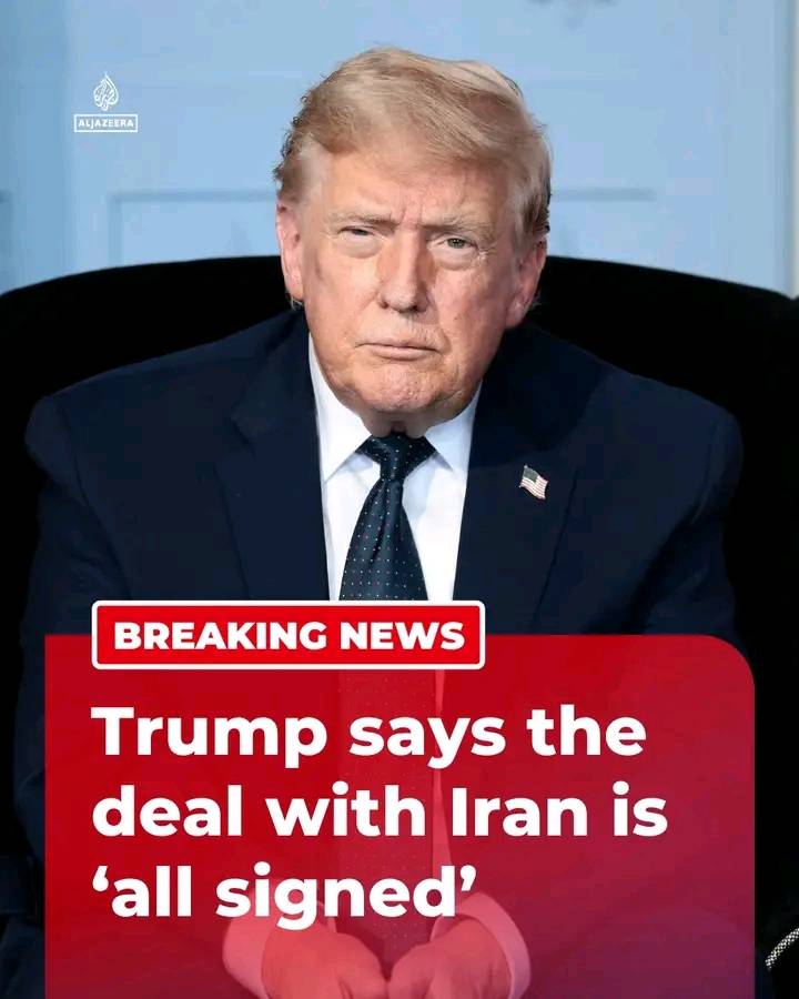 BREAKING: US President Donald Trump says the deal with Iran is “all signed” and that the Strait of H...