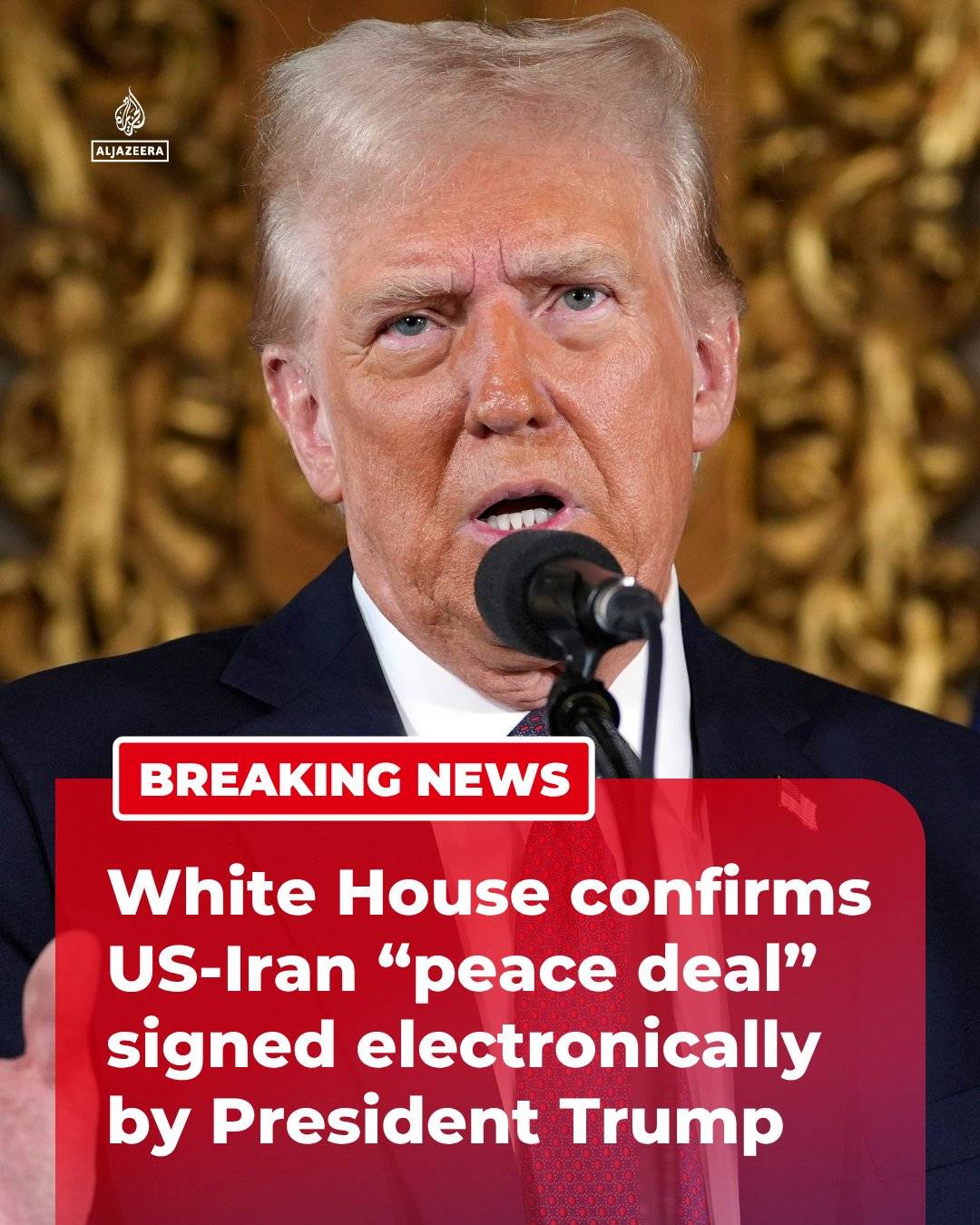 BREAKING: US President Trump ⁠has signed ⁠the "peace deal" to end the war on ⁠Iran, a White ⁠House o...