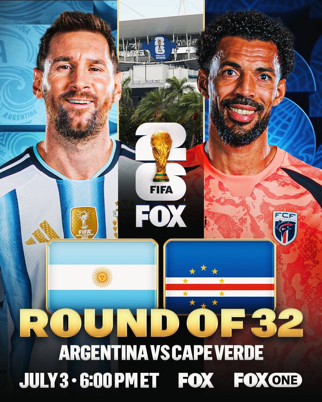 The matchup is set. Defending Champions Argentina will face debutants Cape Verde in the Round of 32...
