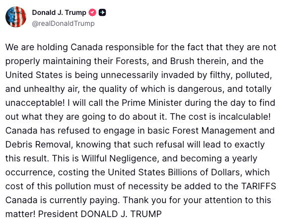 BREAKING: President Trump says he will hold Canada responsible for "not properly maintaining their F...