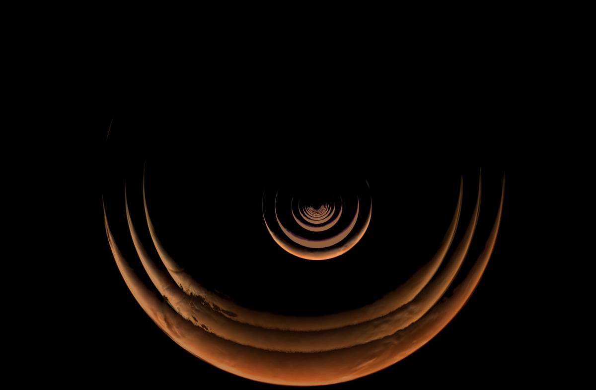 During approach, Psyche captured several images that were stitched together into one composite. The...