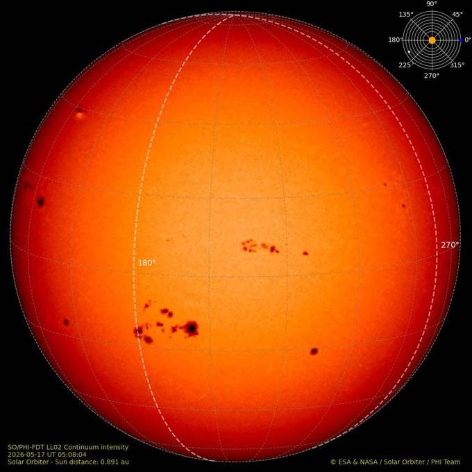 Scientists report the appearance of a solar region capable of unleashing powerful magnetic storms on...