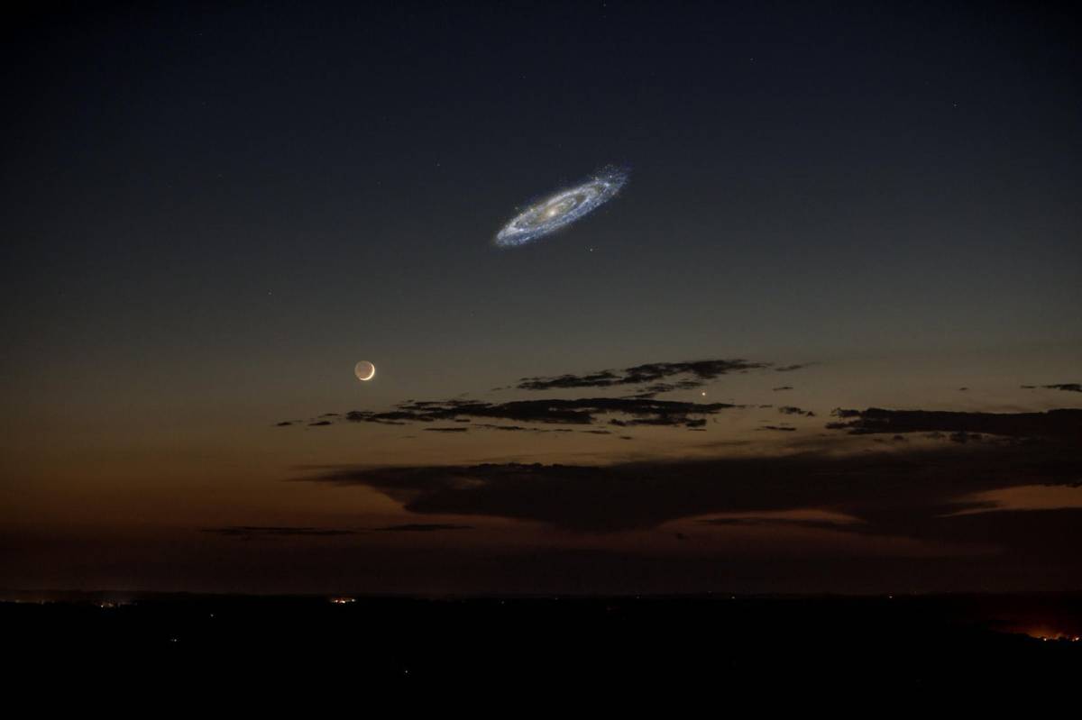 The Andromeda galaxy is 6 times bigger in the sky than the full Moon: it's just too dim to see with...