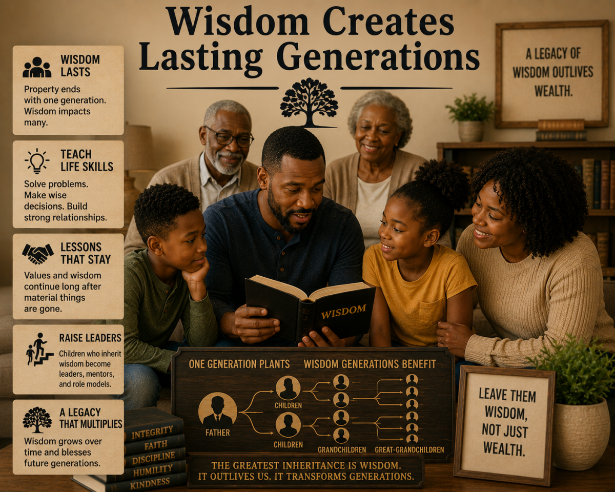 Wisdom Creates Lasting Generations
Property can benefit one generation, but wisdom can benefit many...
