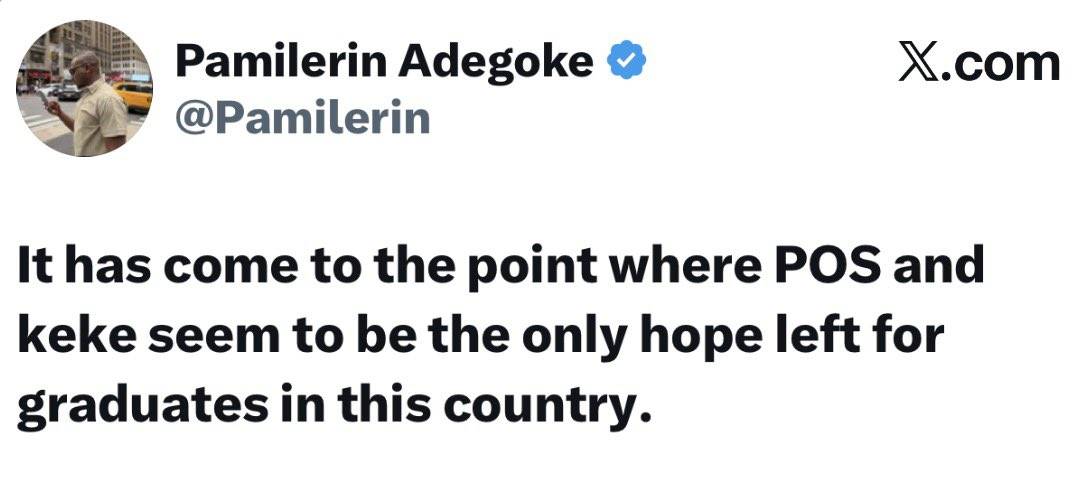 POS and keke seem to be the only hope left for graduates in Nigeria — Media personality Pamilerin sp...