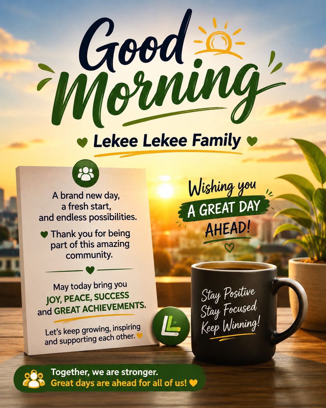 Good morning my lekee lekee family... Wish you great days ahead together...