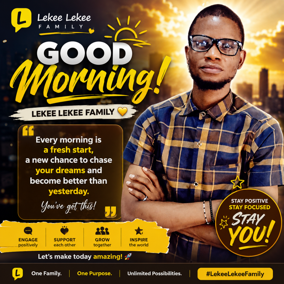 Good morning family...
A new chance to chase your dream and become better than what you achieved y...