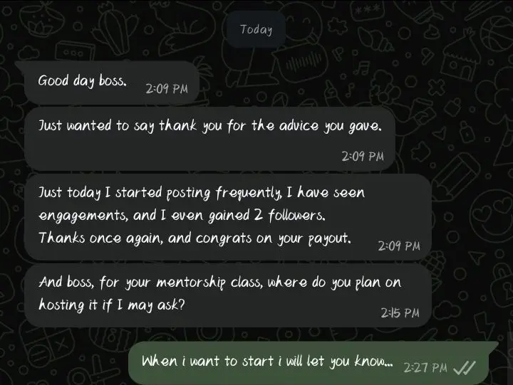 He reached out to me several times complaining about him not getting engagement on his posts anytime...