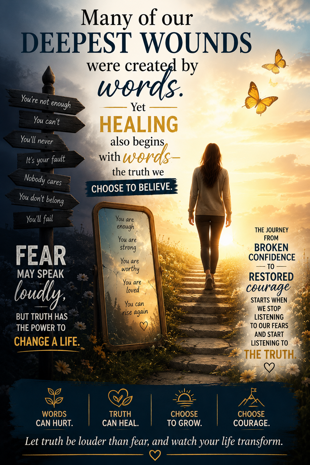 Words can cut like sharpened steel,
Leaving wounds no eye can see.
A cruel tongue can break a heart,...